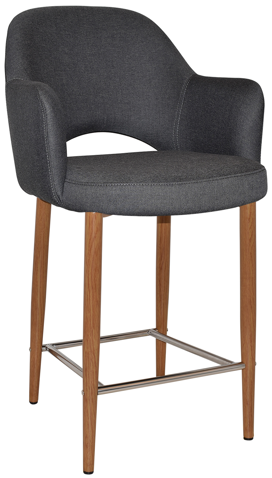 STOOL ALBURY ARM 650 METAL LIGHT OAK + GRAVITY SLATE