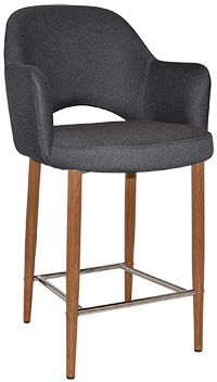 STOOL ALBURY ARM 650 METAL LIGHT OAK + GRAVITY SLATE