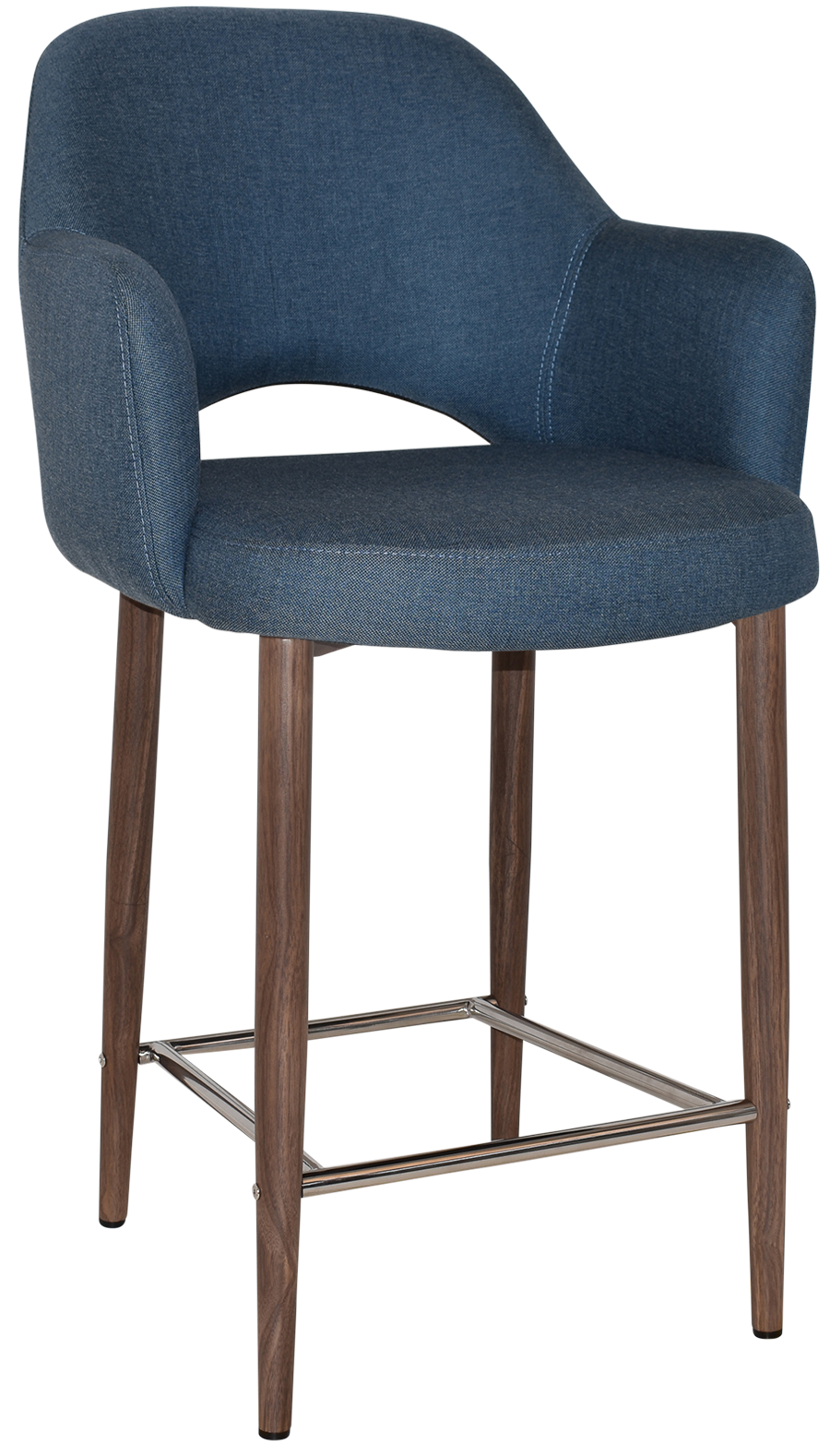 STOOL ALBURY ARM 650 METAL LIGHT WALNUT + GRAVITY DENIM