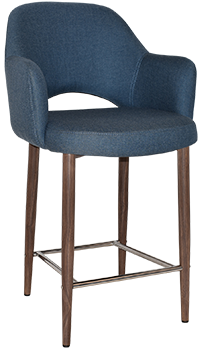 STOOL ALBURY ARM 650 METAL LIGHT WALNUT + GRAVITY DENIM