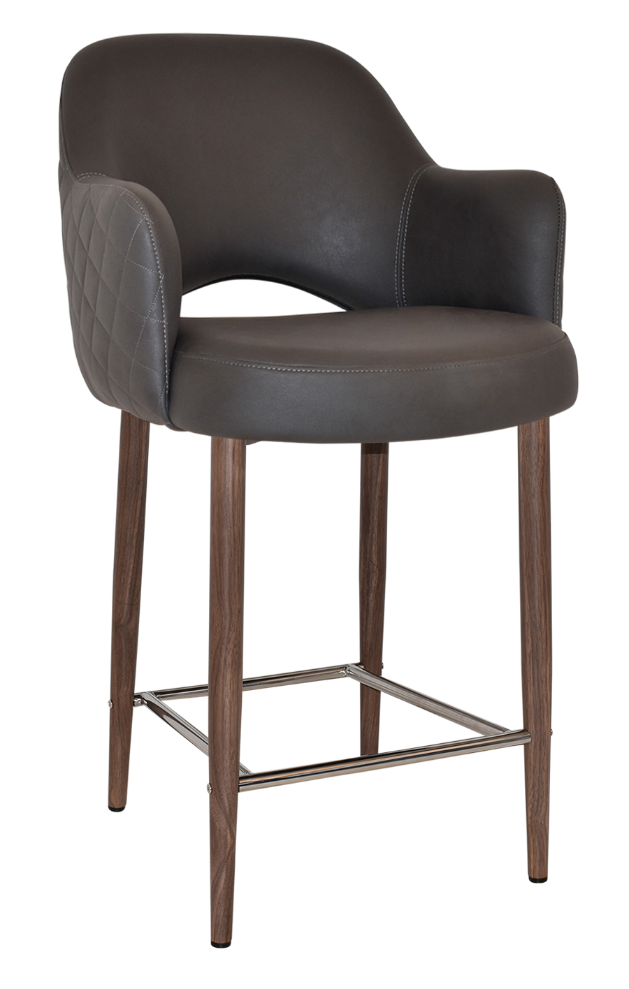 STOOL ALBURY ARM 650 METAL LIGHT WALNUT + PELLE/BENITO JAVA