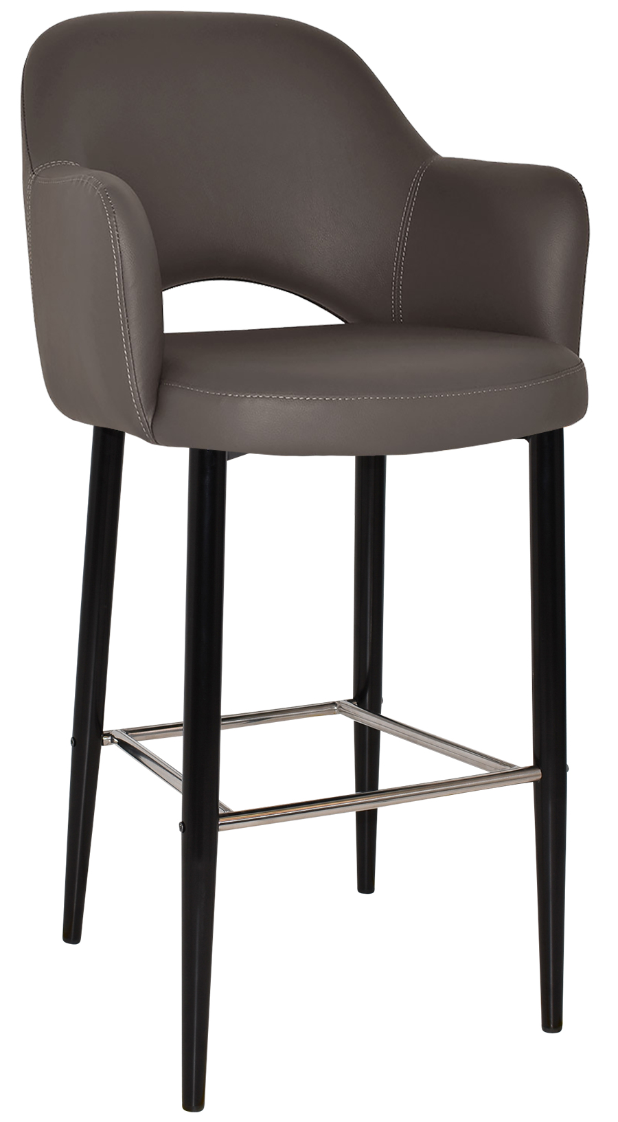 STOOL ALBURY ARM 750 METAL BLACK + VINYL CHARCOAL