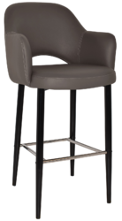 STOOL ALBURY ARM 750 METAL BLACK + VINYL CHARCOAL