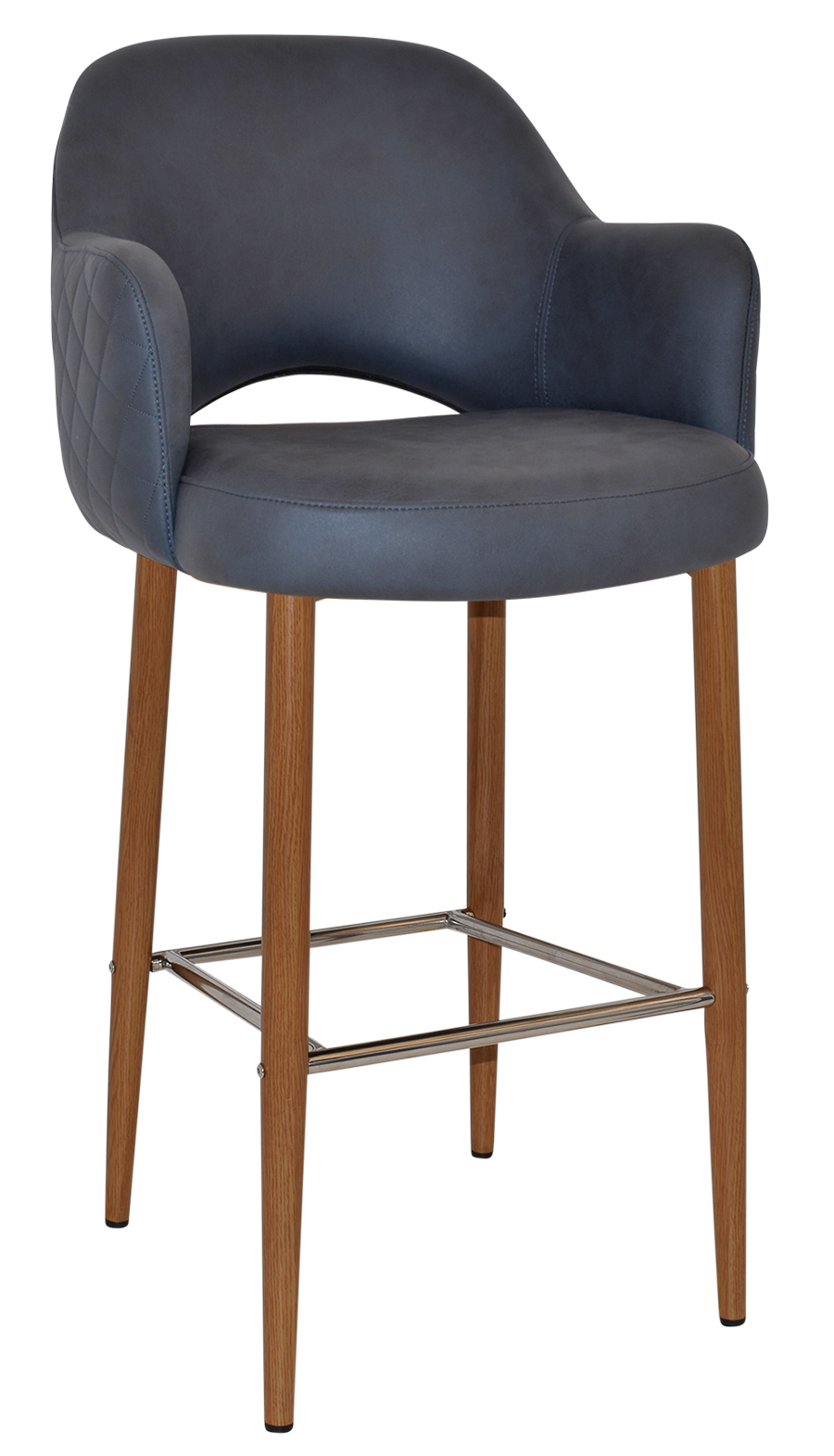 STOOL ALBURY ARM 750 METAL LIGHTOAK + PELLE/BENITO NAVY