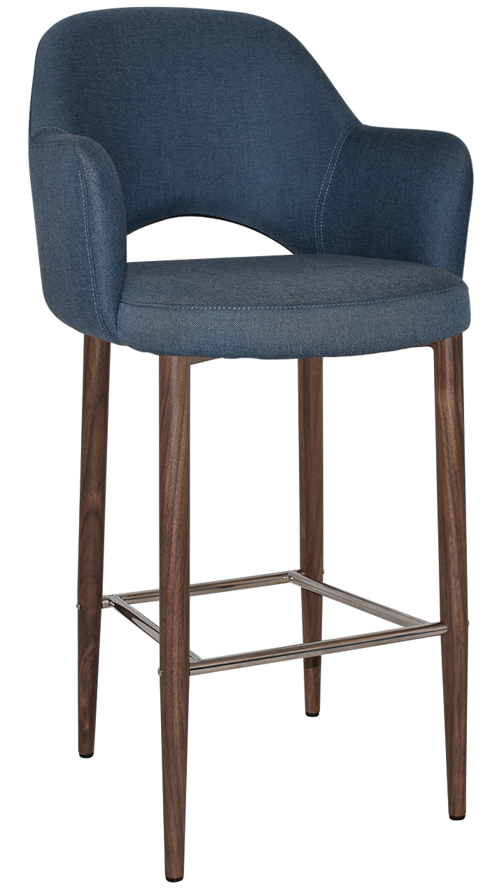 STOOL ALBURY ARM 750 METAL LIGHT WALNUT + GRAVITY DENIM