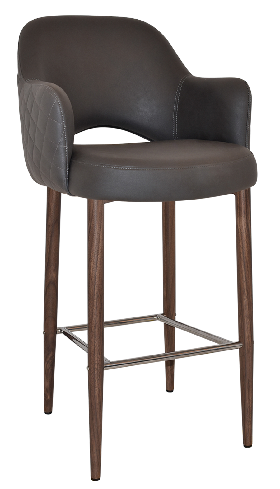 STOOL ALBURY ARM 750 METAL LIGHT WALNUT + PELLE/BENITO JAVA