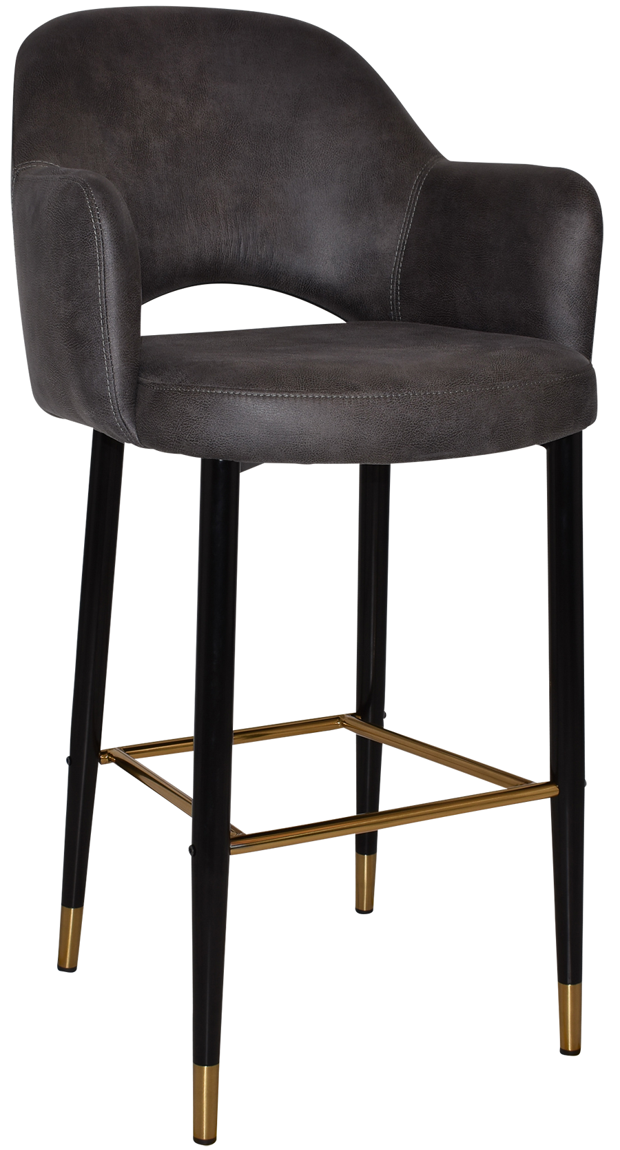 STOOL ALBURY ARM 750 METAL BLACK BRASS + EASTWOOD SLATE