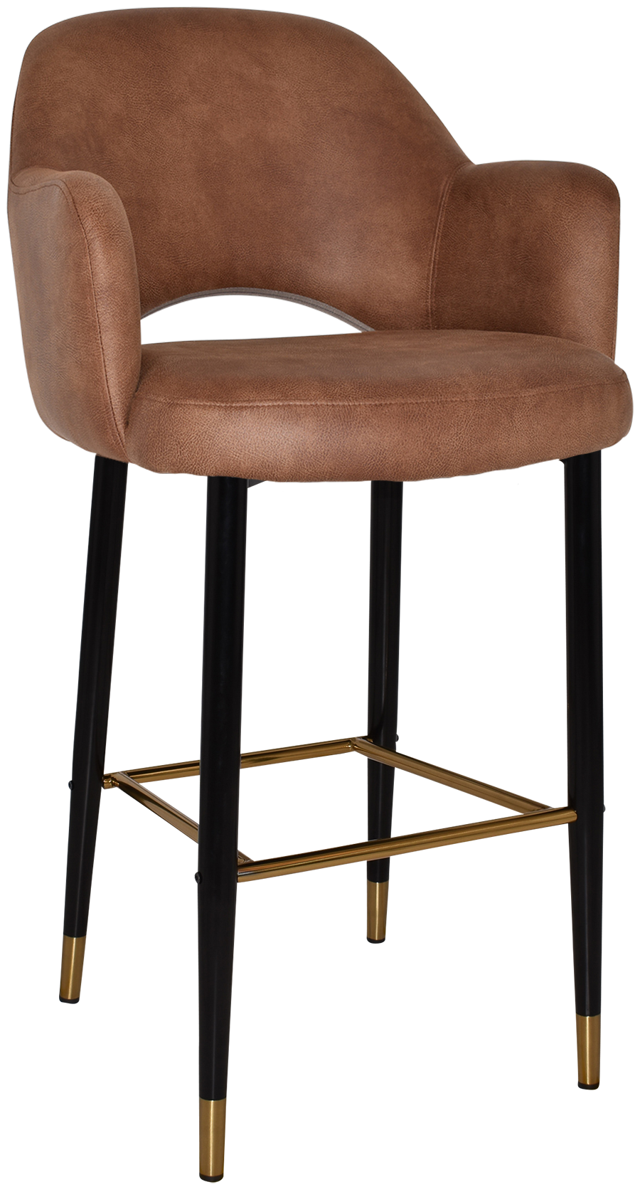 STOOL ALBURY ARM 750 METAL BLACK BRASS + EASTWOOD TAN