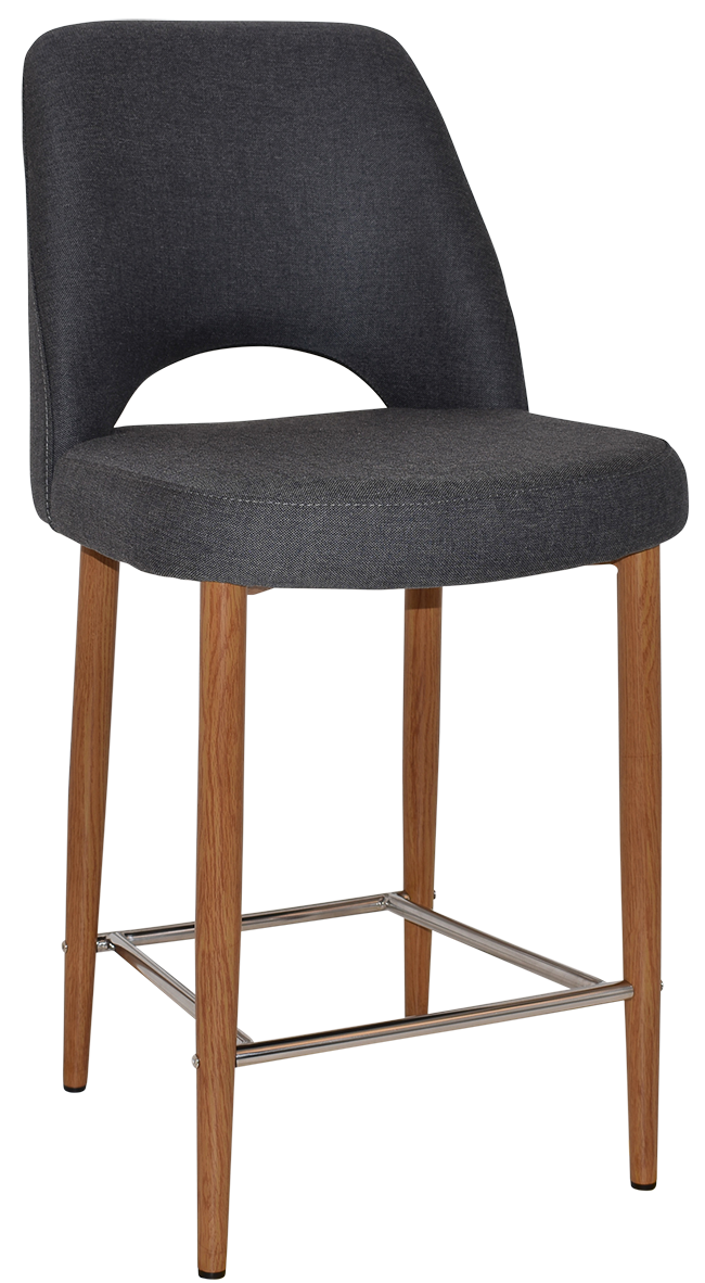 STOOL ALBURY SIDE 650 METAL LIGHT OAK + GRAVITY SLATE