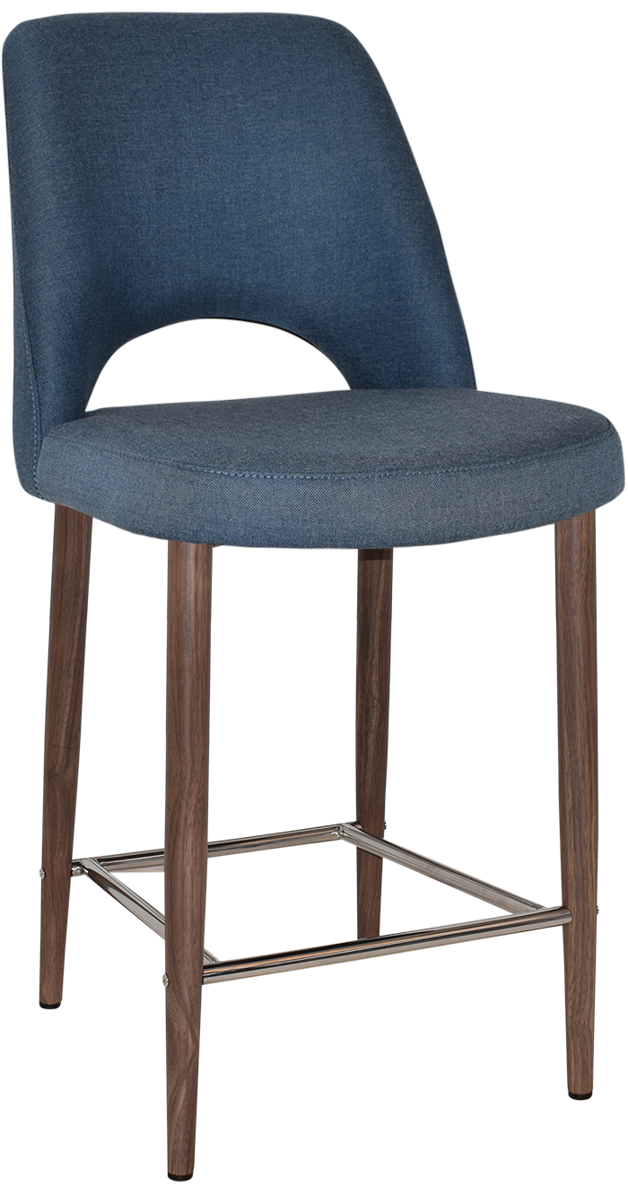 STOOL ALBURY SIDE 650 METAL LIGHT WALNUT + GRAVITY DENIM