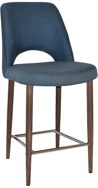 STOOL ALBURY SIDE 650 METAL LIGHT WALNUT + GRAVITY DENIM