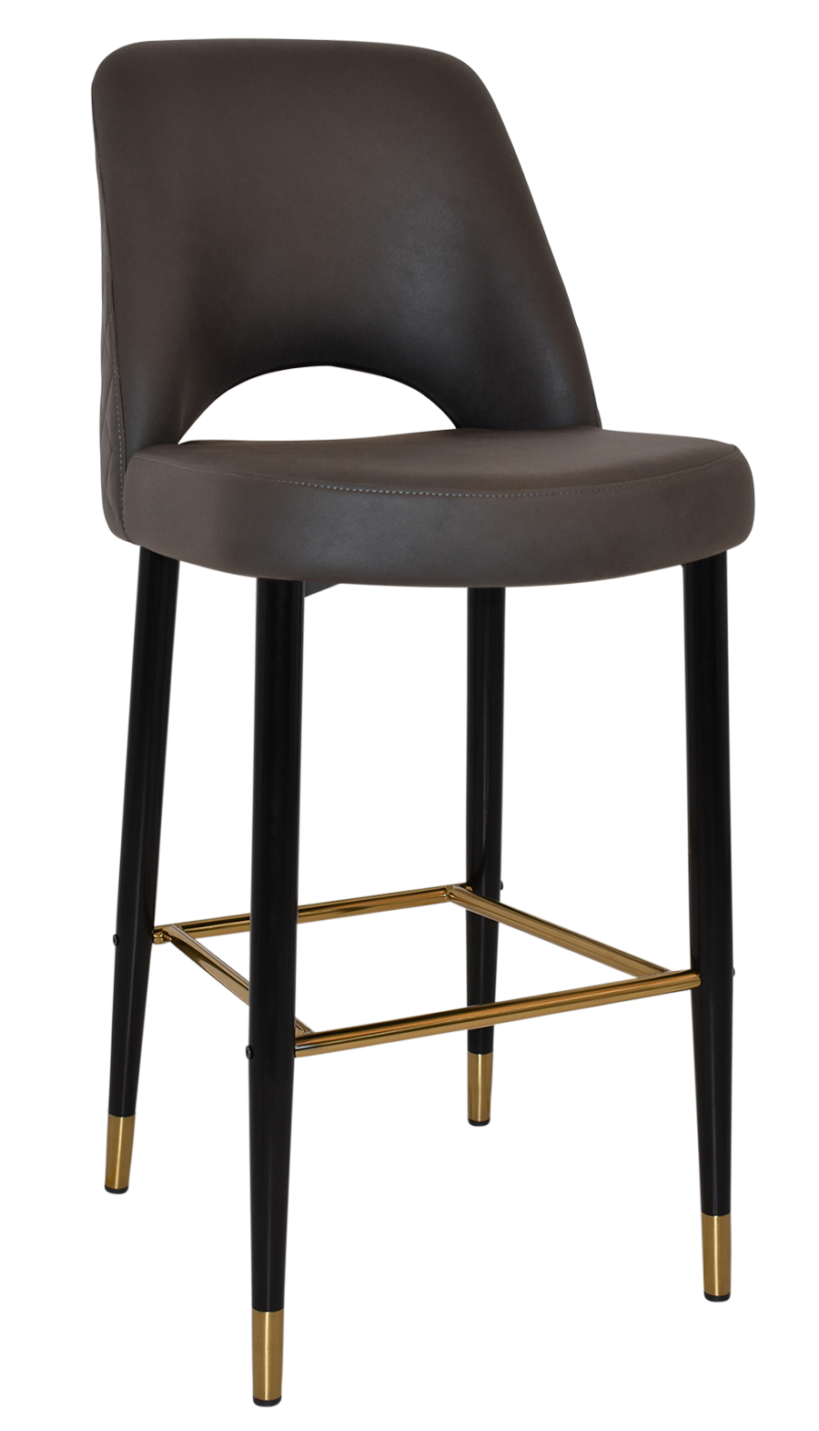 STOOL ALBURY SIDE 750 METAL BLACK BRASS + PELLE/BENITO JAVA