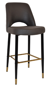 STOOL ALBURY SIDE 750 METAL BLACK BRASS + PELLE/BENITO JAVA