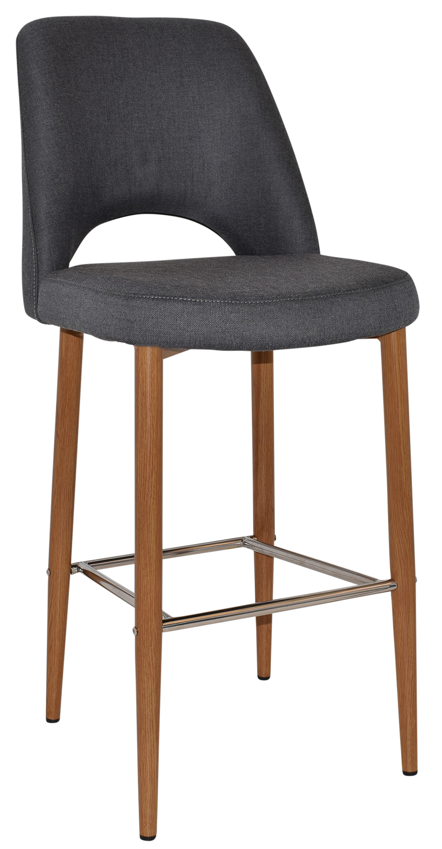 STOOL ALBURY SIDE 750 METAL LIGHTOAK + GRAVITY SLATE