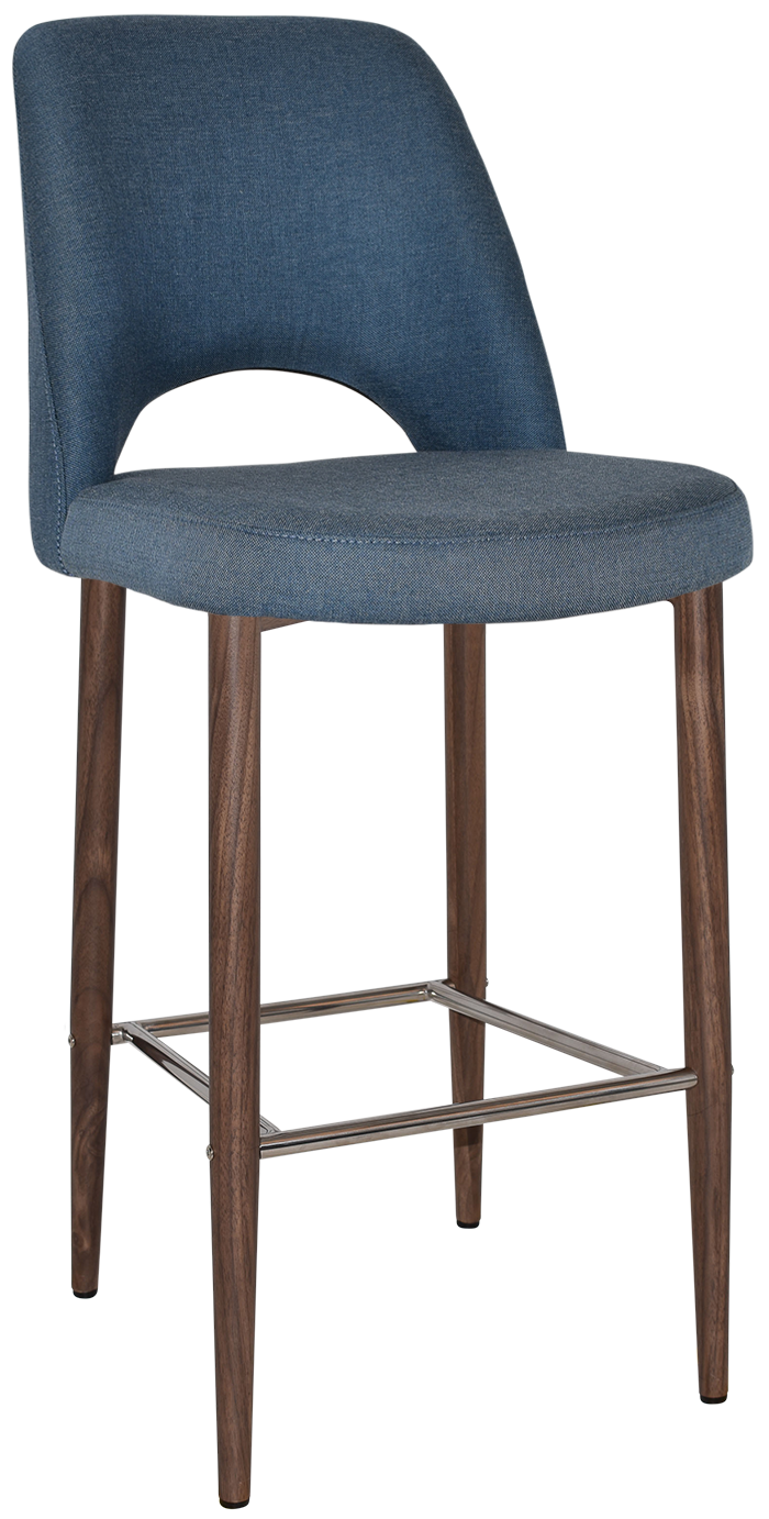 STOOL ALBURY SIDE 750 METAL LIGHT WALNUT + GRAVITY DENIM