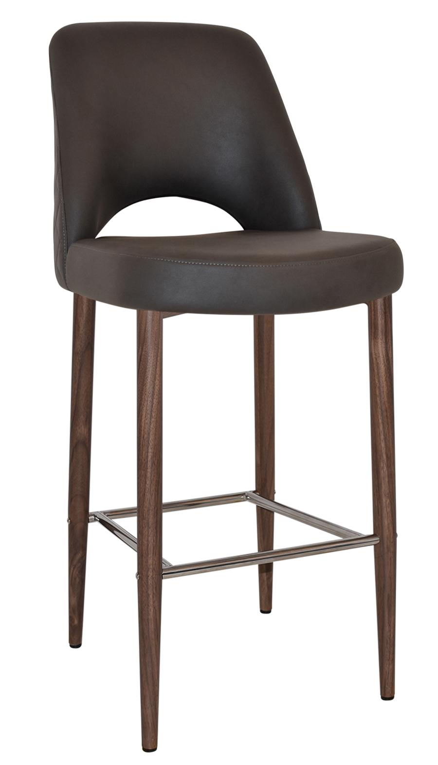 STOOL ALBURY SIDE 750 METAL LIGHT WALNUT + PELLE/BENITO JAVA