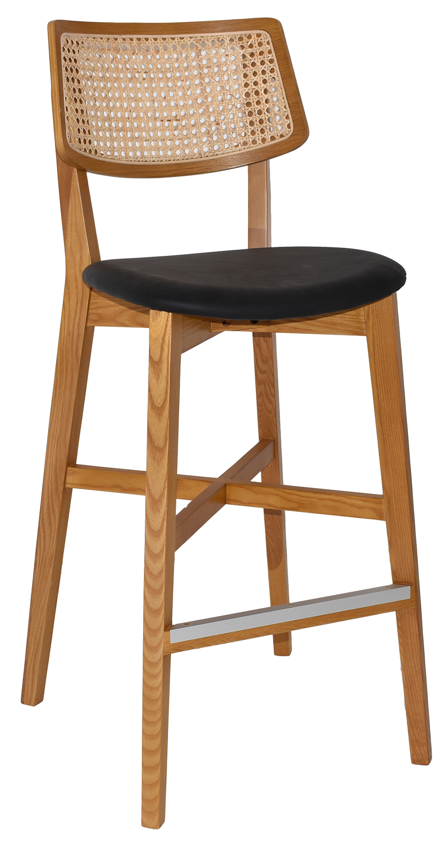 STOOL PHOENIX RATTAN LIGHT OAK - VINYL BLACK