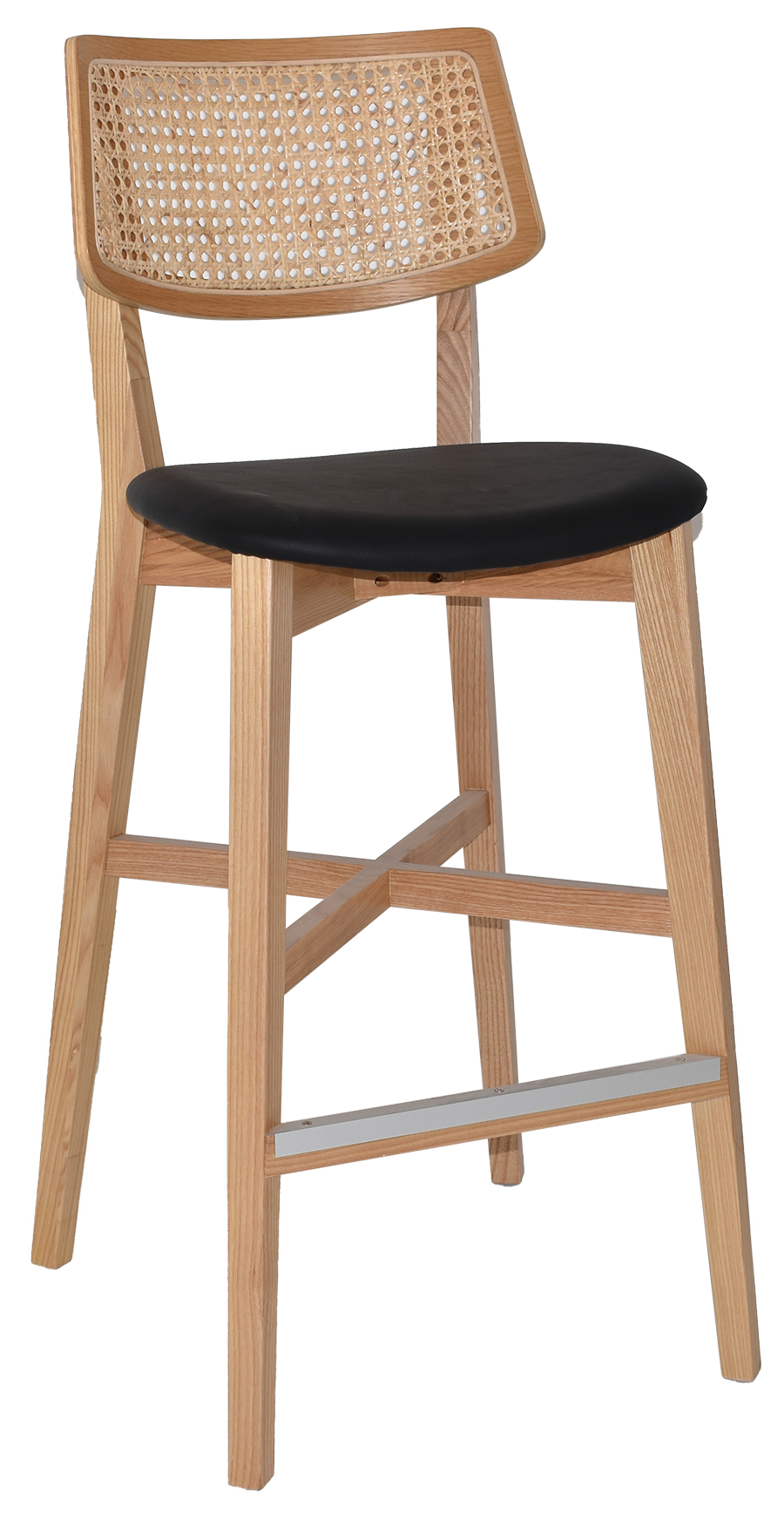 STOOL PHOENIX RATTAN NATURAL - VINYL BLACK