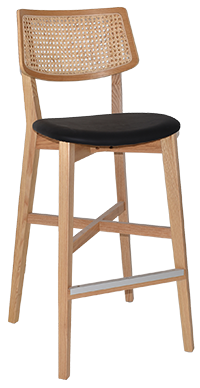 STOOL PHOENIX RATTAN NATURAL - VINYL BLACK