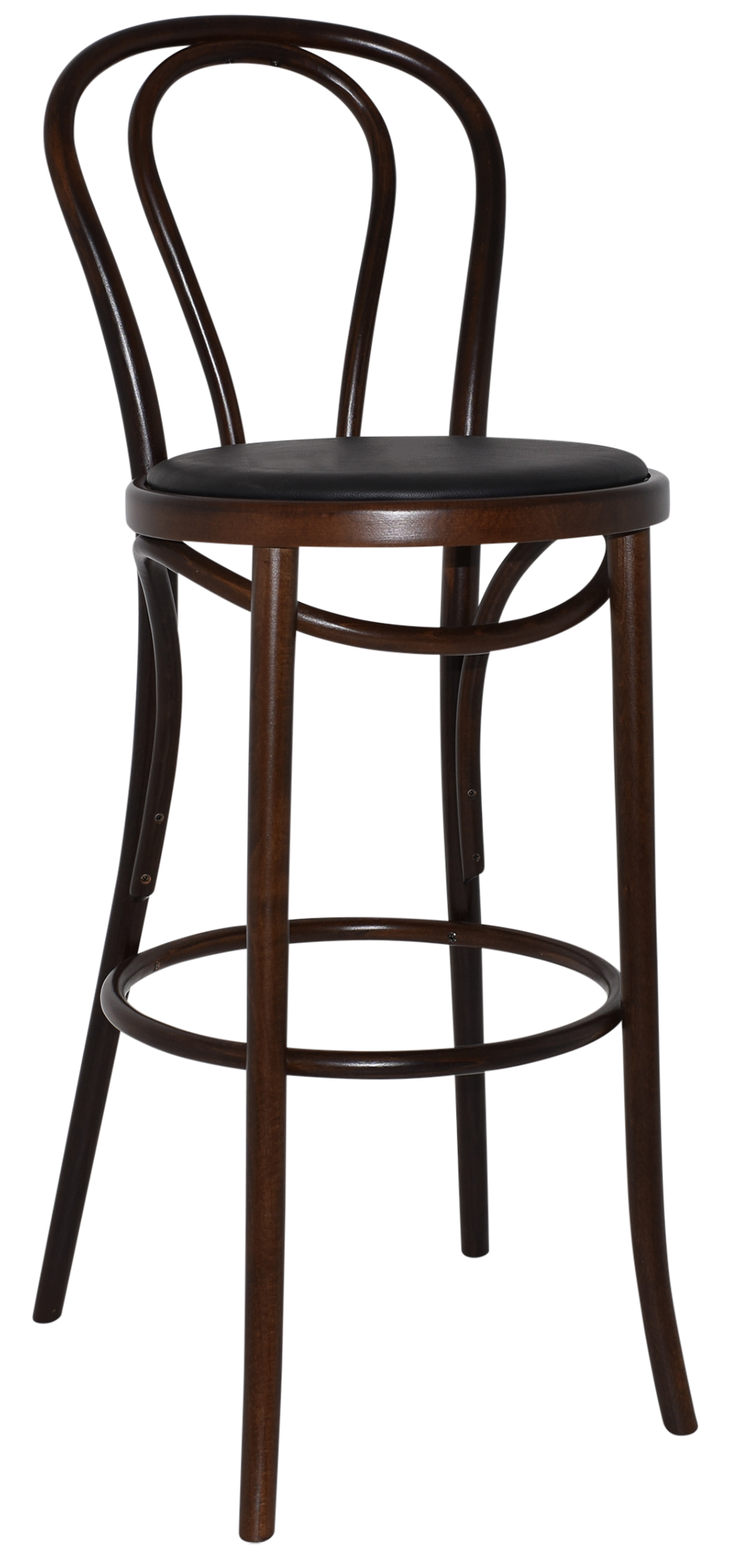 STOOL PRINCESS WALNUT ASSEMBLED VINYL BLACK