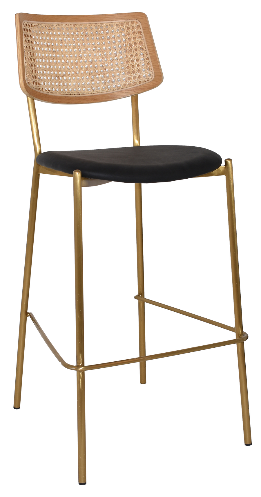 STOOL TEXAS BRASS - RATTAN NATURAL - VINYL BLACK