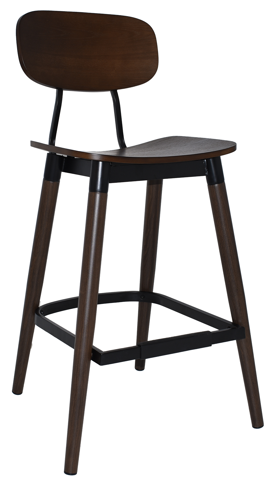 STOOL VINTAGE METAL BLACK - WALNUT