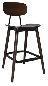 STOOL VINTAGE METAL BLACK - WALNUT